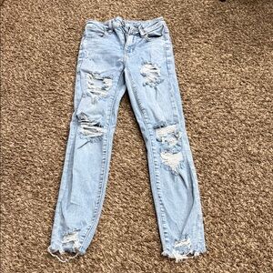 American Eagle Outfitters Light Blue Distressed Jeggings